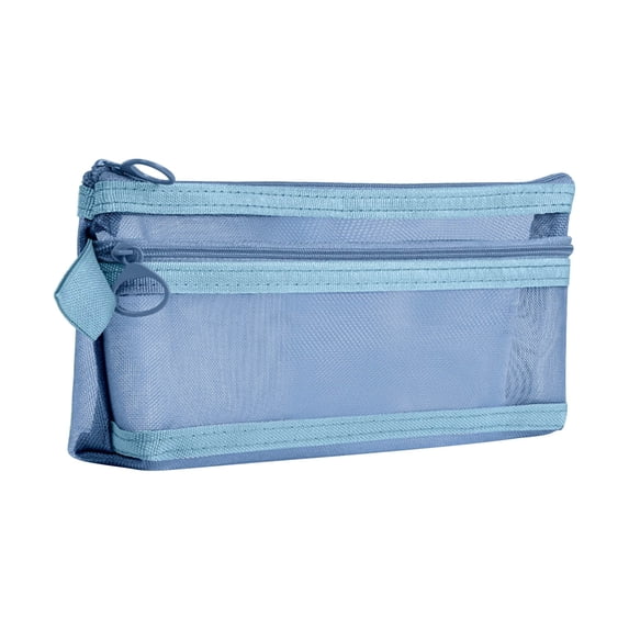 Lksixu Grid Mesh Pencil Case, Double-layer Nylon Pencil Pouch with Zipper, Multi-Purpose Stationery Organizer Large Capacity Clear Exam Pen Bag Portable Travel Cosmetic Bags for Office College