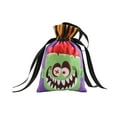 thumbnail image 1 of Lksixu Halloween Candy Bags, Ghost Pattern Trick or Treat Flock Fabric Goodie Bags with Drawstring and Handle, Reusable Cookies Snack Bags Gift Wrapping Bags Halloween Party Favor for Kids Friends, 1 of 7