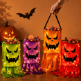 thumbnail image 1 of Lksixu Halloween Candy Bags, Jack-O'-Lantern Windsock Shaped Fabric Candy Bucket with LED Lights, Portable Trick or Treat Bags with Handle, Reusable Large Goodie Basket Spooky Tote Bags for Party, 1 of 8