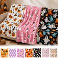 thumbnail image 1 of Lksixu Halloween Throw Blanket, 51"x60" Ghost Pattern Flannel Fleece Shawl Blanket, Soft Cozy Lightweight Nap Blanket, Farmhouse Decorative Plush Blanket for Couch, Sofa, Bed, Travel, 1 of 7