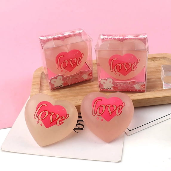 Lksixu Heart Stress Balls, 2.4" Cute Love Heart Shaped Squashy Toys with Slow Rising Effect, Soft and Stretchy Stress Relief Sensory Fidget Toys, Romantic Valentine's Day Decompression Toy