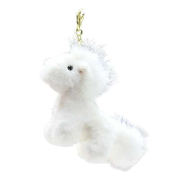Lksixu Horse Stuffed Animal Keychains, 5.5 inch Fluffy Horse Key Ring with Detachable Chain, Soft and Adorable Plush Pony Pendant Small Horse Hanging Ornaments for Backpacks Purse and Handbags