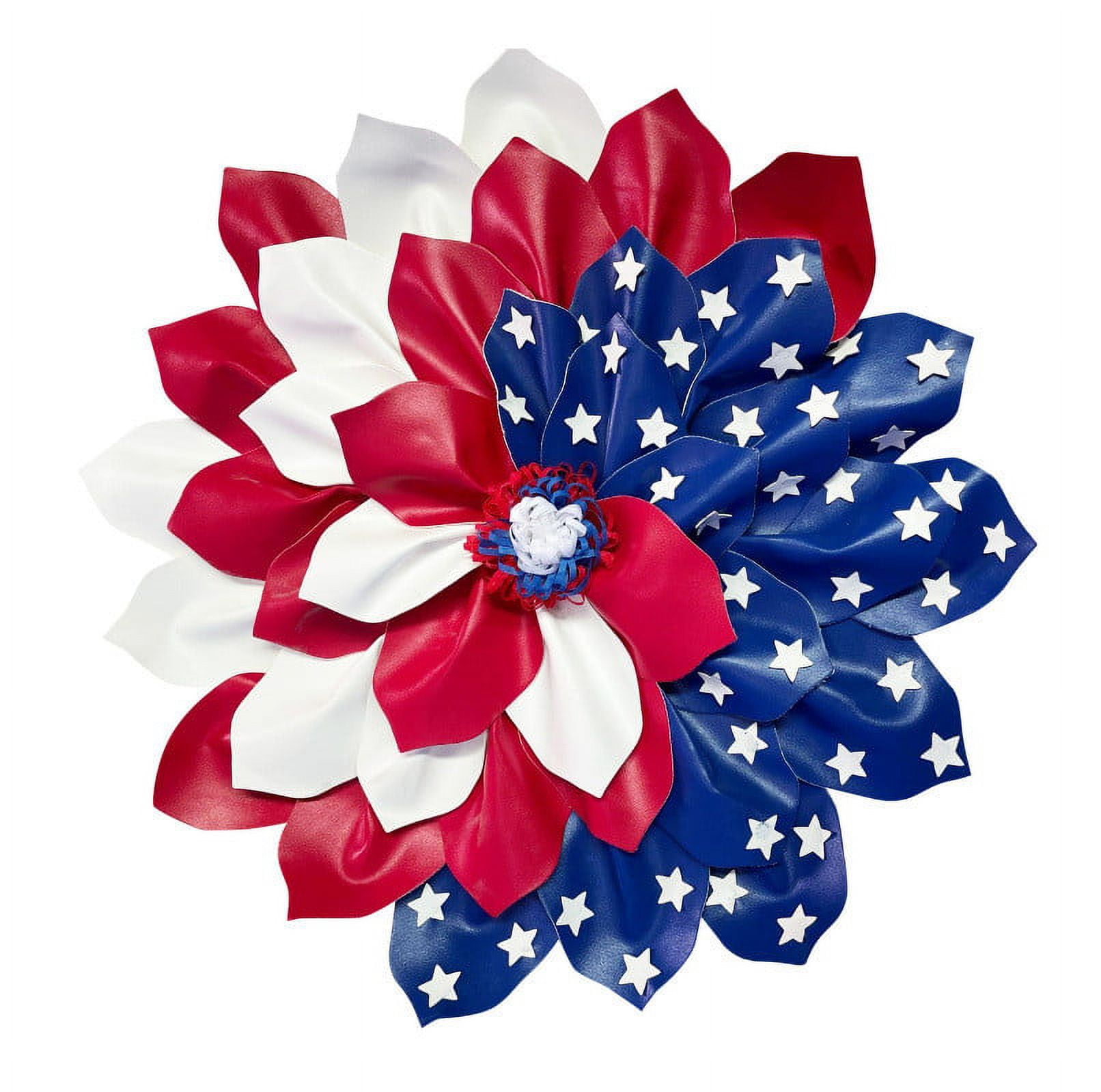 Lksixu Independence Day Patriotic Floral Wreath for Front Door, 15.7