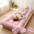thumbnail image 1 of Lksixu Japanese Floor Mattress Twin Size, High Density Foam Futon Mattress with with Elastic Straps, Soft Thicken Tatami Mat Portable & Foldable Sleeping Pad for Camping, Guest Room, Dormitory, 1 of 6