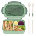 thumbnail image 1 of Lksixu Large Bento Boxes for Adults, 3 Compartment Lunch Box with Utensils, 1200 ML BPA-Free Plastic Snack Containers with Lids, Reusable Meal Prep Food Container, Microwave & Dishwasher Safe, 1 of 9