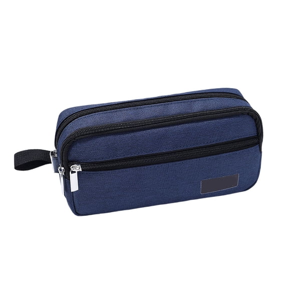 Lksixu Large Capacity Pencil Case with 3 Compartments, Oxford Fabric Pencil Pouch with Zipper, Simple Stationery Organizer Lightweight & Spacious Pencil Bag, Portable Travel Cosmetic Makeup Bag