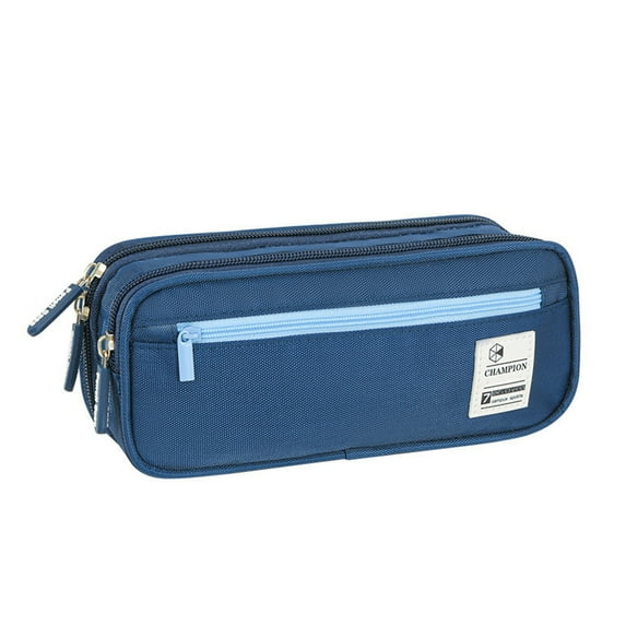 Lksixu Large Pencil Pouch, Pencil Case with 3 Compartments and Zipper, Portable Stationery Organizer Aesthetic Pen Bag Sturdy Oxford Cloth Pencil Holder