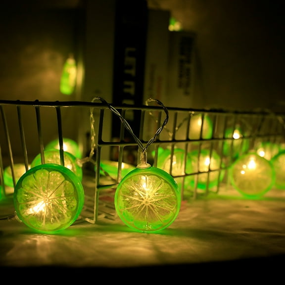 Lksixu Lemon String Lights, 59 inch Green Lime Slice LED Decorative Lights, Battery Operated Warm-Glow Lemon Decorations Waterproof Fruit Design Fairy Lights for Wedding Home Party Indoor Outdoor