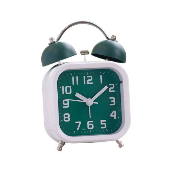 Lksixu Loud Alarm Clock for Heavy Sleepers, Square Twin Bell Alarm Clock with Night Light, Battery Operated Silent No-Ticking Analog Quartz Clock, Retro Bedside Clocks for Bedroom Office Living Room