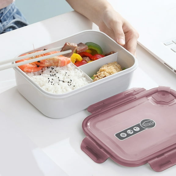 Lksixu Lunch Box Food Container, 3-Compartment Plastic Bento Lunch Box BPA-Free Leakproof Bento Box Reusable Meal Prep Containers Microwave/Dishwasher Safe Snack Food Storage