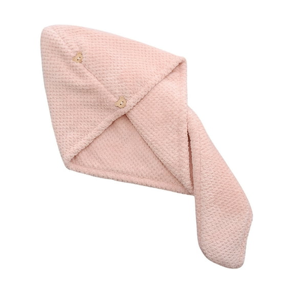 Lksixu Microfiber Hair Drying Cap, Coral Velvet Hair Towel Wrap for Women, Super Absorbent Quick Dry Hair Turban Soft and Smooth Hair Drying Towel with Button Shower Supplies for All Hair Style
