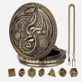 thumbnail image 1 of Lksixu Mini D&D Dice Set with Pocket Watch Shell, 7 Pcs Polyhedral Metal Dice Set for Dungeons and Dragons, Portable DND Dice with Necklace Role Playing Board Games Accessories, 1 of 6