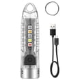 thumbnail image 1 of Lksixu Mini LED Flashlight Keychain, 400 Lumens EDC Pocket Flashlight with Multi-function Side Lights, 10 Modes USB Rechargeable IPX6 Waterproof Torch, Transparent Flash Light for Camping Emergency, 1 of 7