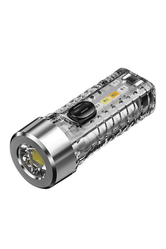 Mini LED Flashlight Keychain, High Lumens EDC Pocket Flashlight with COB Side Lights, 8 Modes USB Rechargeable Waterproof Torch, Transparent Flash Light with Keychainl for Camping Emergency