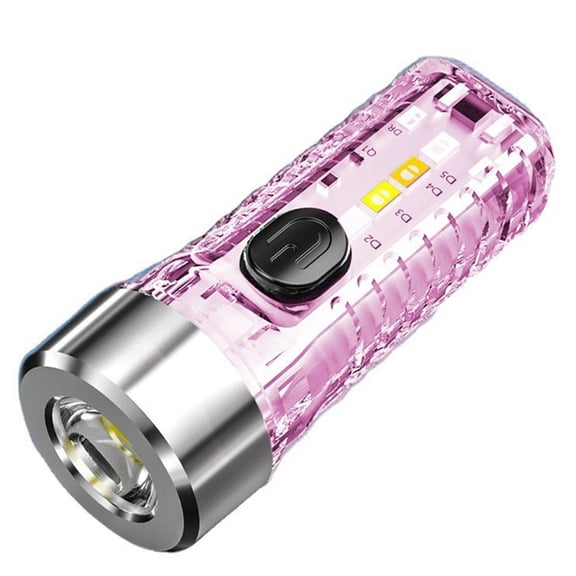 Lksixu Mini LED Flashlight Keychain, High Lumens EDC Pocket Flashlight with COB Side Lights, 8 Modes USB Rechargeable Waterproof Torch, Transparent Flash Light with Keychainl for Camping Emergency