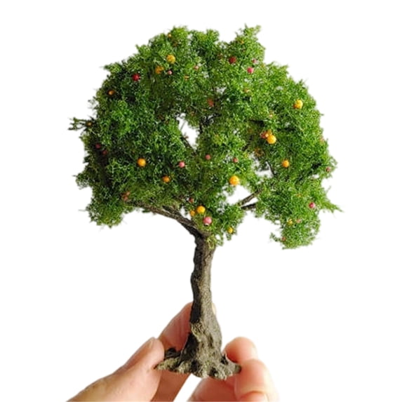 Lksixu Model Trees, 3.2" Miniature Trees with Adhesive Base, Diorama Supplies Fake Plants Train Scenery Architecture Tree Artificial Fruit Tree for DIY Crafts, Building Model, Micro Landscape