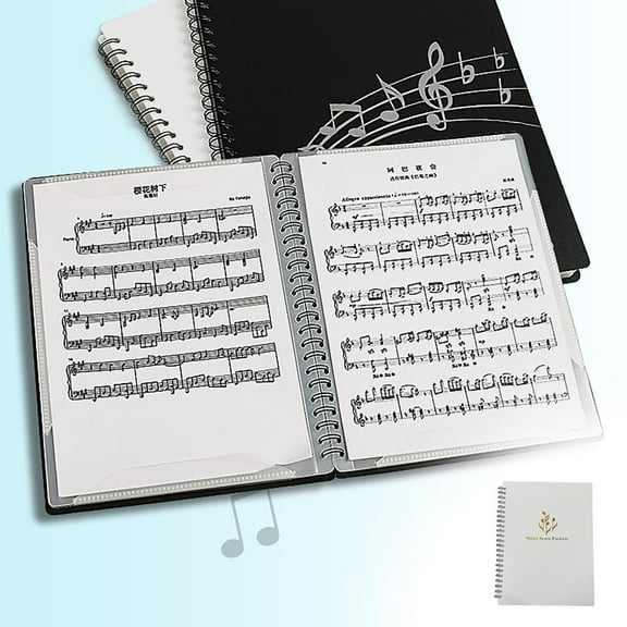 Lksixu Music Sheet Folder, A4 Letter Size 20 Pockets Double Sided Music Score Folder, Writable Paper Documents Spiral Binder Organizer Music Storage Folder for Holding Sheet Music and Storing Files