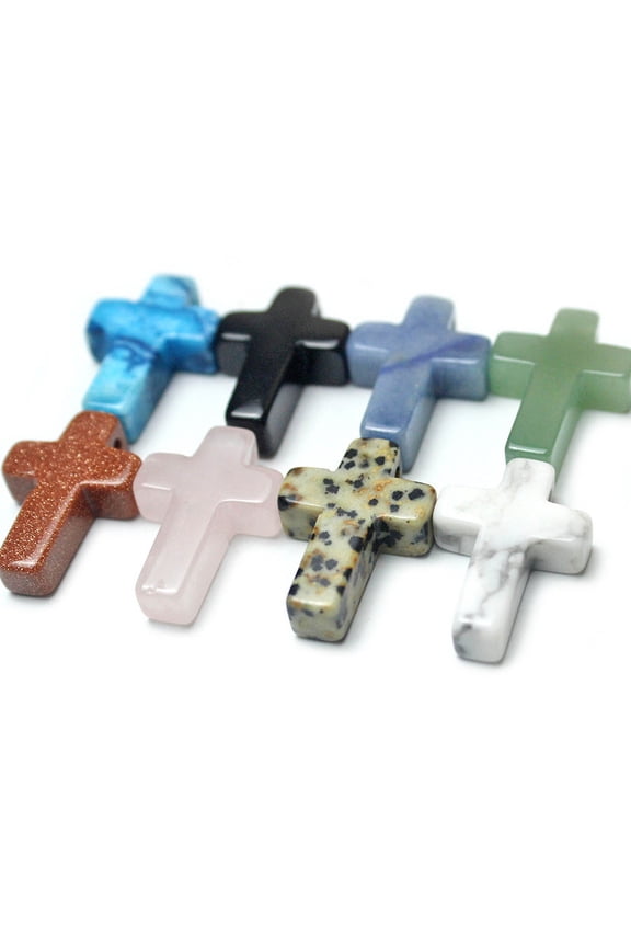 Natural Stone Cross Pendant, 1 inch Small Cross Shape Gemstone Pendants Crystal Quartz Stone Healing Charms Birthday Gifts DIY Jewelry Materials for Necklace Earring Bracelet Jewelry Making