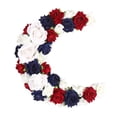 thumbnail image 1 of Lksixu Patriotic Roses Wreath for Front Door, 12 inch Moon-Shape Red White & Blue Silk Roses Garland, 4th of July Realistic Artificial Flowers Wreath Independence Day Hanging Ornaments for Wall, 1 of 6