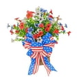 thumbnail image 1 of Lksixu Patriotic Wreath for Front Door, 4th of July Red White and Blue Artificial Flowers Garland with Bow, Star and Stripes USA Flag Floral Basket Wreath Independence Day Welcome Hanging Ornaments, 1 of 9