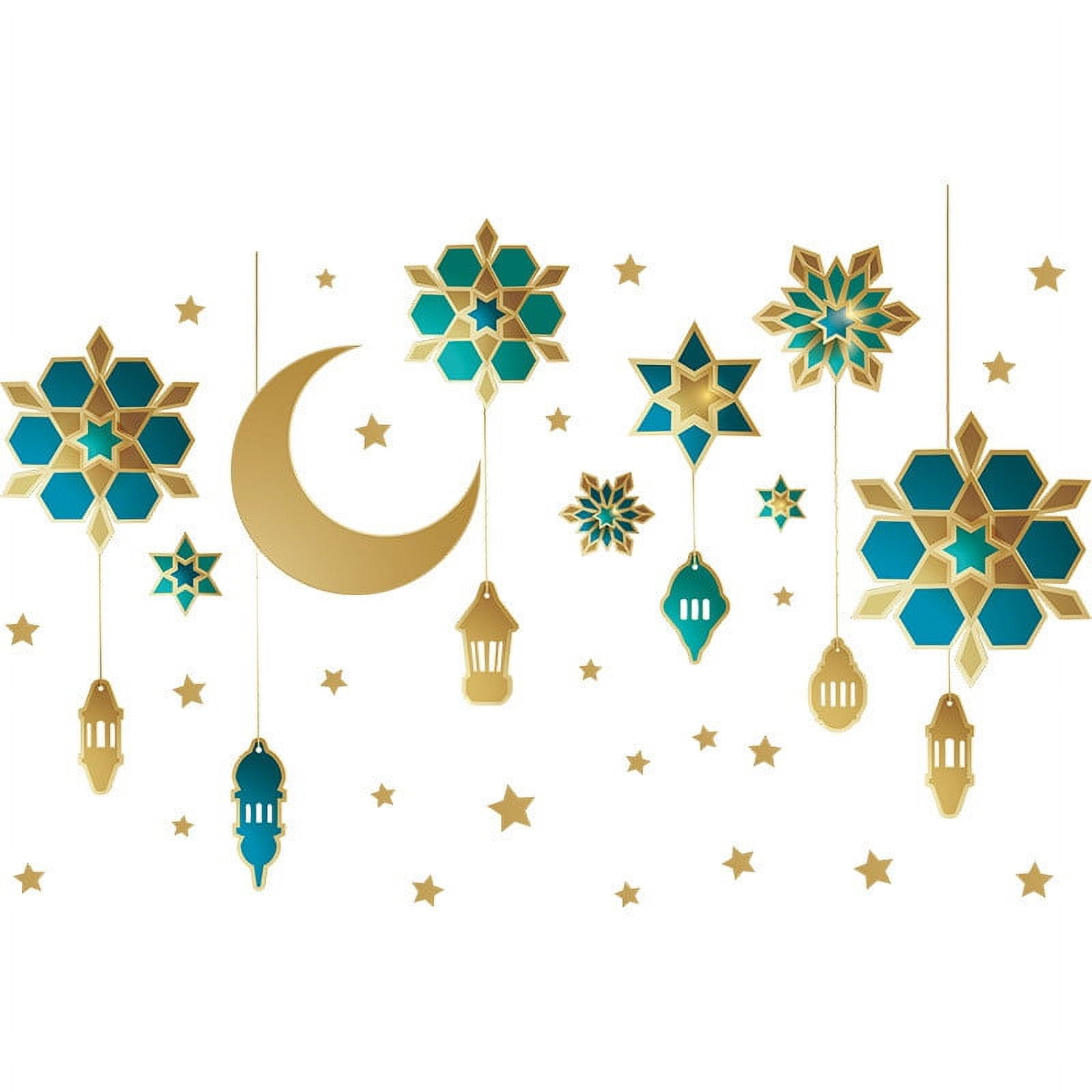 Lksixu Ramadan Decorations Ramadan Mubarak Sign,Eid Lantern Moon Star Decor For Home Living Room Bedroom Decorations Wallpaper Wall Stickers,Ramadan Stickers