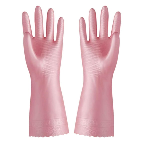 Lksixu Rubber Cleaning Gloves, Reusable Household Cleaning Gloves, Waterproof Latex Free Non-Slip Kitchen Dishwashing Gloves for Washing Dishes, Household Chores and Gardening on Clearance