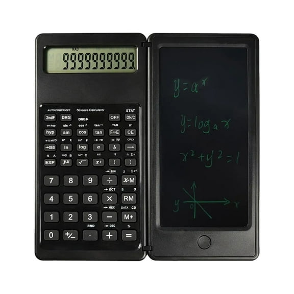 Lksixu Scientific Calculator with Notepad, 10-Digit Large Screen Calculator with Writing Tablet and Pen, Foldable Pocket Calculator Back to School Handheld Flip Calculators for Students Office