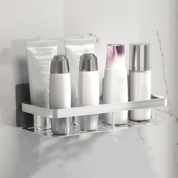 Lksixu Shower Caddy Shelf Organizer Rack, Self Adhesive Metal Bathroom Shelves Basket, Wall Mounted Toiletries Storage Organizer, Rustproof Modern Style Shower Storage Rack Kitchen Spice Rack