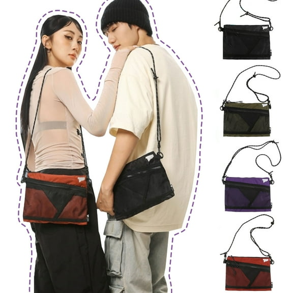 Lksixu Slim Crossbody Bags for Men and Women, Waterproof Shoulder Bag with Mesh Front Pocket, Lightweight Anti-Theft Sacoche with Adjustable Strap Small Crossbody Purse for Travel Work School