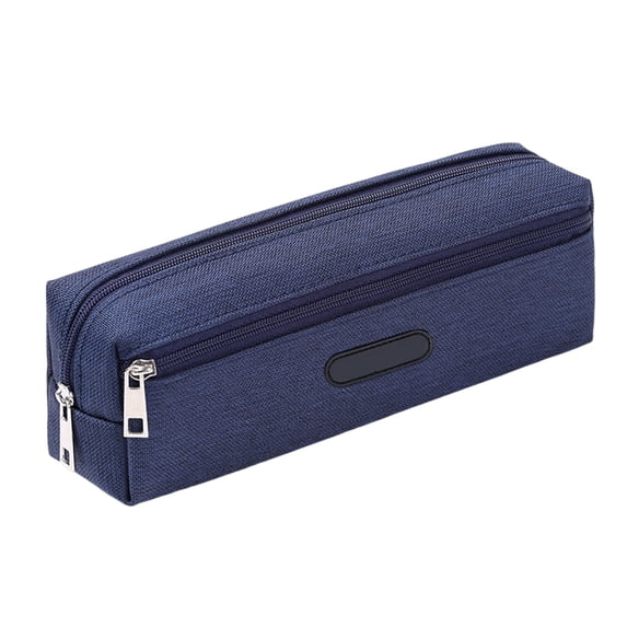 Lksixu Slim Pencil Case, Aesthetic Canvas Pencil Pouch with Zipper, 2 Compartments Large Capacity Pen Bag Portable Travel Cosmetic Bag Stationery Organizer for Office Supplies