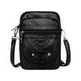 thumbnail image 1 of Lksixu Small Crossbody Bag for Women/Men, PU Leather Retro Shoulder Bag with Headphone Hole, Double-Layer Messenger Satchel Bag with Adjustable Strap, Lightweight Casual Shoulder Purse for Travel, 1 of 7