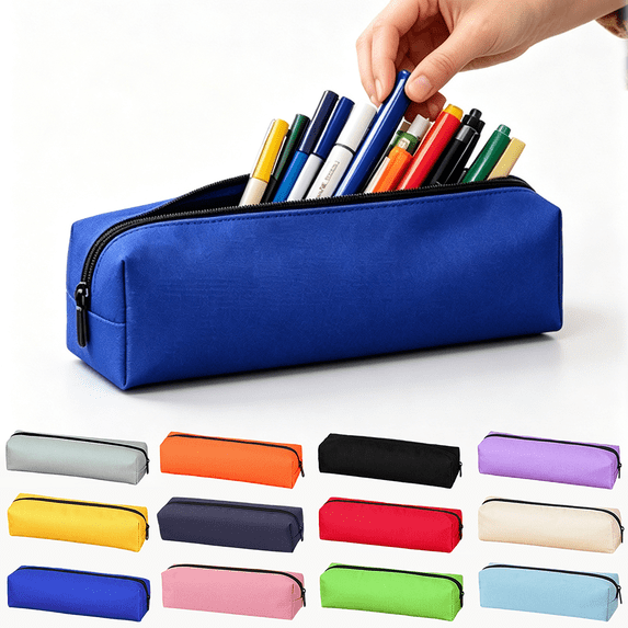 Lksixu Small Pencil Case, Solid Color Pencil Pouch with Smooth Zipper, Simple Stationery Organizer, Compact Pen Holder Portable Travel Cosmetic Makeup Bag, Sky Blue