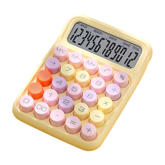 Lksixu Standard Desktop Calculators, Colorful 12-Digit Basic Office Calculator with 15°Tilt Large Display & Buttons, Easy to Press Mechanical Switch Calculator Back to School Supplies for Students