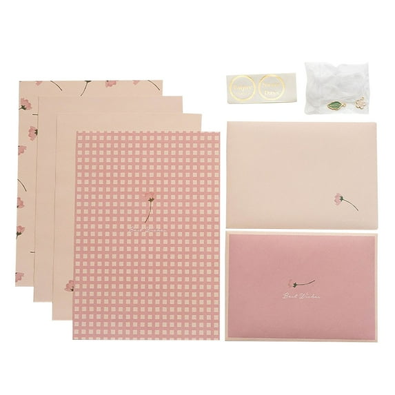 Lksixu Stationary Paper with Envelopes, 12 Sheets Letter Writing Paper with 6 Matching Envelopes and Stickers, 150GSM Heavy Weight Floral Style Stationary Writing Paper Cute Greeting Paper(7"x10")