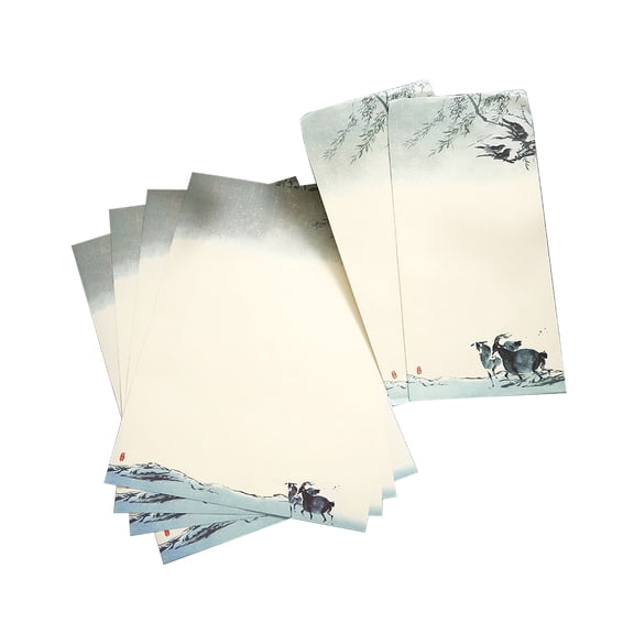 Lksixu Stationary Paper with Envelopes, 4 Sheets Letter Writing Paper with 2 Matching Envelopes, Watercolor Flowers Letterhead Paper Retro Style Greeting Paper(7.3"x10.2")