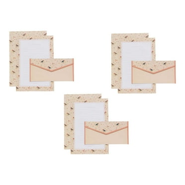 Lksixu Stationary Paper and Envelopes Set, 6 Sheets Lined Letter Writing Paper with 3 Matching Envelopes, Floral Style Stationary Writing Paper Cute Greeting Paper(Size 5.5"x8.2")