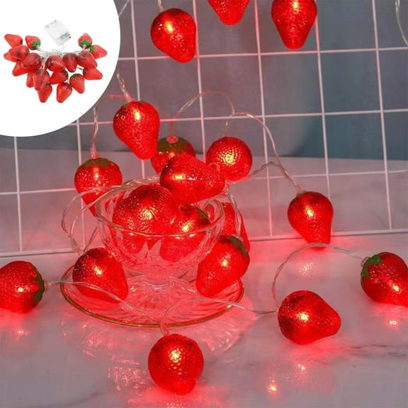 Lksixu Strawberry String Lights, 79 inch 3D Strawberry Shaped LED Decorative Lights, Battery Operated Warm-Glow Strawberry Decoration Waterproof Fruit Design Fairy Lights for Home Party Indoor Outdoor