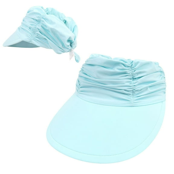 Lksixu Sun Visor Hat for Women, Adjustable Wide Brim Sun Hats with UPF 50  UV Sun Protection, Foldable Ponytail Beach Hats Water Friendly Summer Visor Cap for Travel Sports Tennis Hiking
