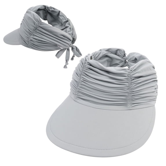 Lksixu Sun Visor Hat for Women, Adjustable Wide Brim Sun Hats with UPF 50+ UV Sun Protection, Foldable Ponytail Beach Hats Water Friendly Summer Visor Cap for Travel Sports Tennis Hiking