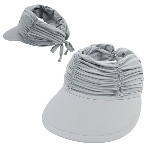 Lksixu Sun Visor Hat for Women, Adjustable Wide Brim Sun Hats with UPF 50  UV Sun Protection, Foldable Ponytail Beach Hats Water Friendly Summer Visor Cap for Travel Sports Tennis Hiking