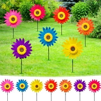 Lksixu Sunflower Wind Spinners, 14" Diameter Plastic Flower Pinwheels with Stake, 360°Rotating Decorative Flowers Windmills, Easy to Assemble, Outdoor Decoration for Yard Garden Lawn Patio(Blue)