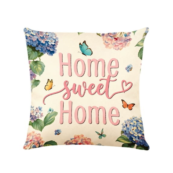 Lksixu Throw Pillow Covers, 18x18 Inch Hydrangea Print Pillow Cases with Zipper, Soft and Breathable Velvet Pillowcases, Farmhouse Decorative Cushion Covers for Couch Sofa Bedroom & Living Room
