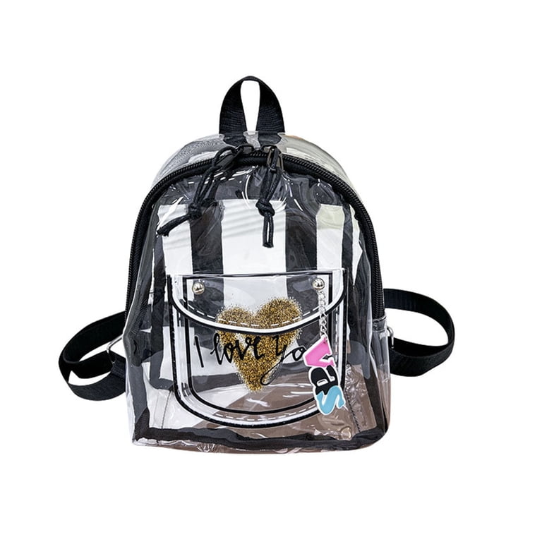 clear backpack leather Sisipoet for School, PVC Clear Bookbag Heavy Duty Transparent Backpack for Stadium Events Multiple Pockets See Through Bag for Teens Students Women Men with Pendant, Black this is your solution Jon Hart Clear Backpack 
