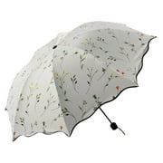 Lksixu Travel Umbrella for Women, 38 Inch Large Floral Pattern Compact Umbrella for Rain and Sun, Portable Folding Umbrella with UV Sun Protection, Reinforced Windproof Umbrella with 8 Sturdy Ribs