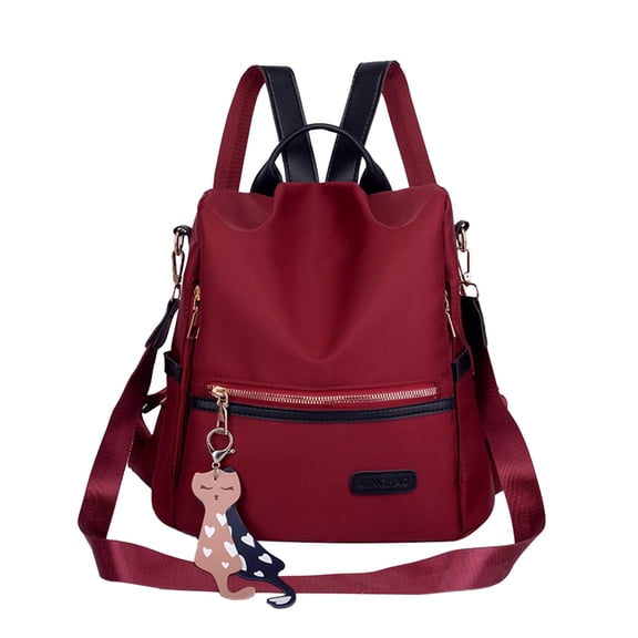 Lksixu Trendy Travel Backpack for Women, Oxford Fabric Anti-Theft Shoulder Bag with One/Two Shoulder Straps, Large Capacity Multiple Pockets Daypack with Cute Pendant for Dating Work School Outdoor