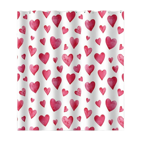 Lksixu Valentines Day Shower Curtain Romantic Red Rose Heart Valentine's Day Gnomes Shower Curtain Set Valentines Day Lovers Bathroom Accessories With Hooks