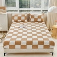 thumbnail image 1 of Lksixu Velvet Fitted Sheets King Size, Ultra Soft Flannel Plaid Design Plush Bed Sheet, Thicken Fuzzy Mattress Protector Cover with Deep Pocket Non-Pilling Warmth Bottom Sheet for Fall Winter, 1 of 6