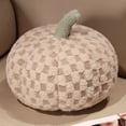 thumbnail image 1 of Lkxisu Checkered Pumpkin Pillow, 7.9" Fleece Plaid Pattern 3D Pumpkin Shaped Throw Pillow, Soft Fluffy Stuffed Pumpkin Toys Fall Harvest Decorative Cushion Halloween Decorations for Couch Sofa Bed, 1 of 9