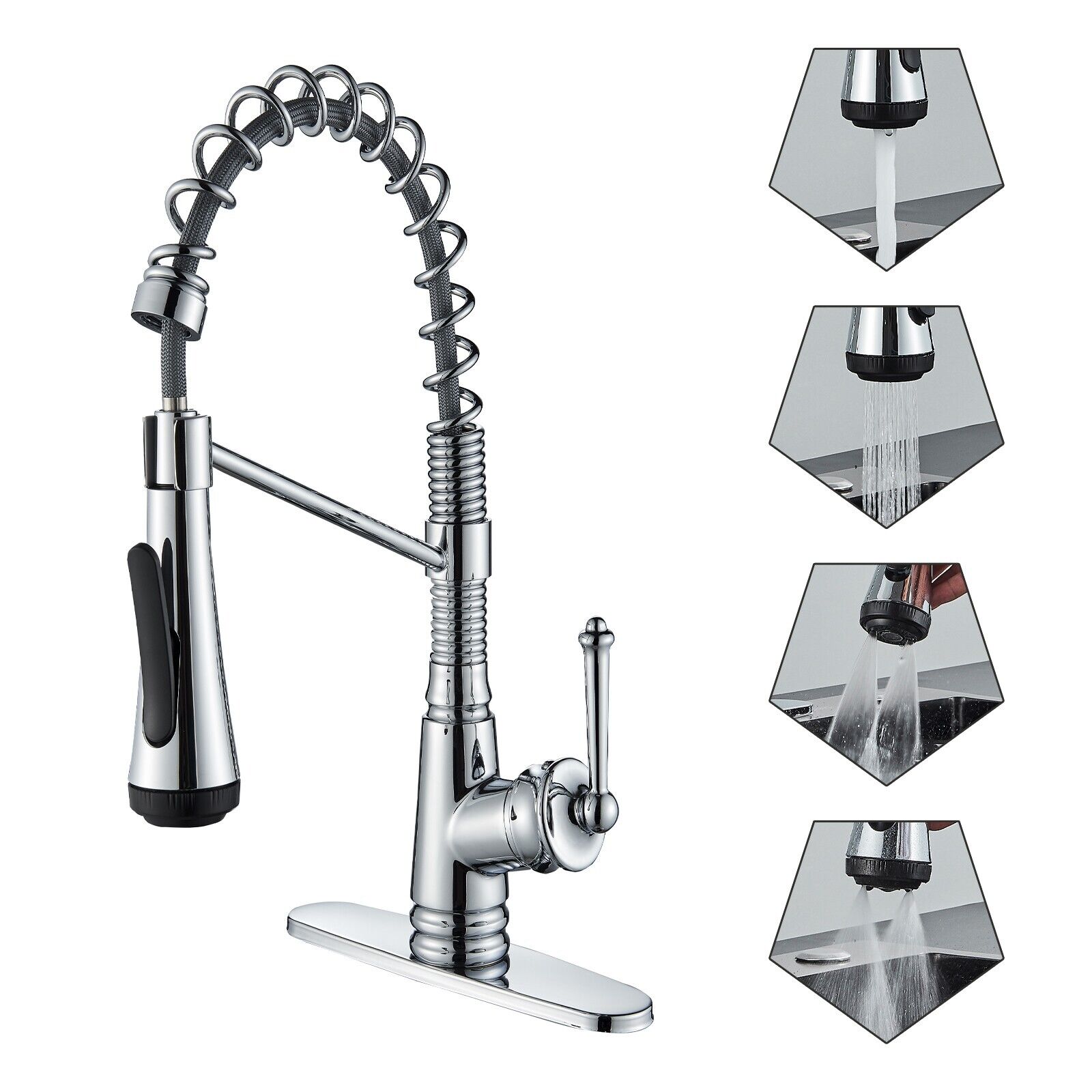 Premier Bayview SingleHandle Kitchen Faucet With Side Spray, Chrome