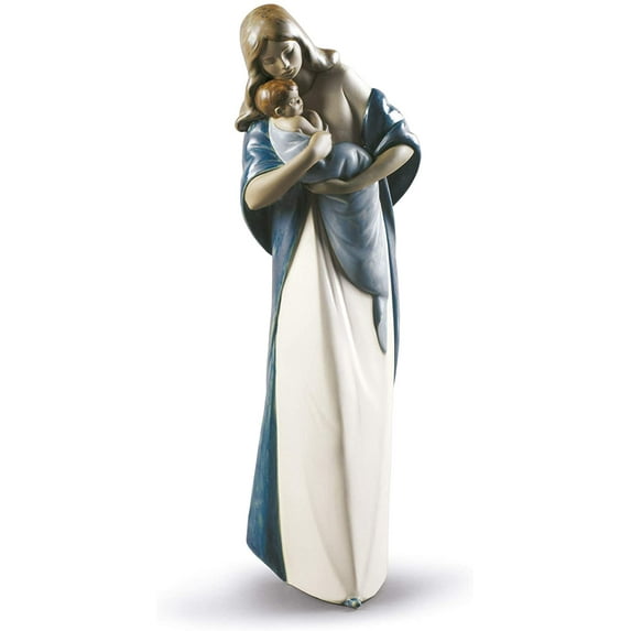 Lladro Nao Madonna Porcelain Mother Figure Holding God Multi Color